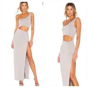 superdown One-Shoulder Maxi Dress in Light Gray